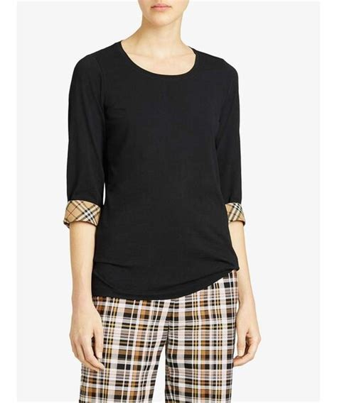 burberry check detail stretch cotton top|burberry check cotton top.